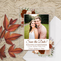 Rosas Naranjas de Otoño en Boda Save the Date Foto