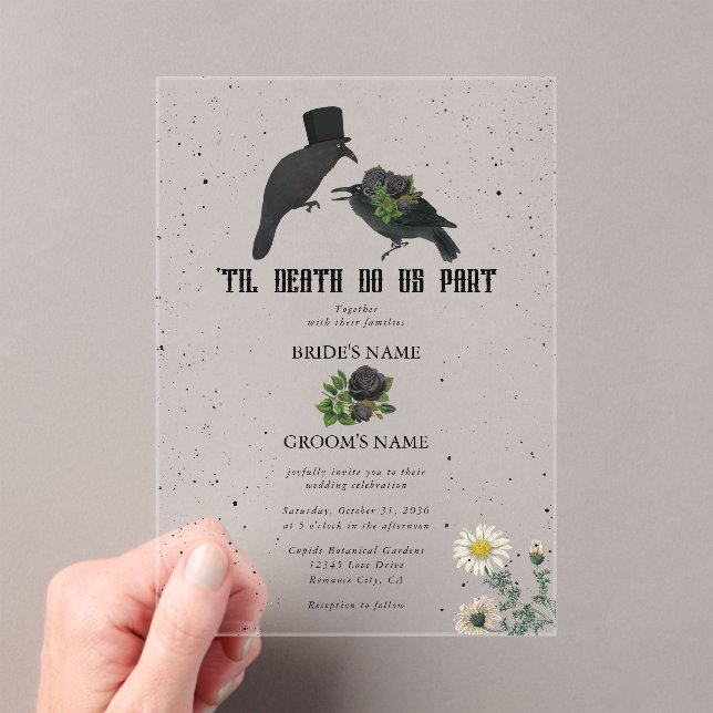 Invitaciones Acrílicas Rosas negros góticos se vuelven Bodas (Insitu (portátil))