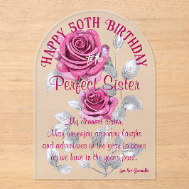 Invitaciones Acrílicas Rosas Plateadas Perfectas Hermana Cumpleaños Acríl