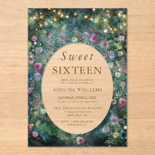 Invitaciones Acrílicas Rosas silvestres de bosque encantados Woodland Swe