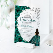 Rosas verdes esmeralda en acuarela Quinceañera pla