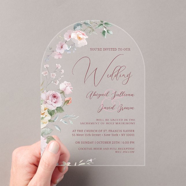 Invitaciones Acrílicas Roses Arch Wedding (Insitu (portátil))