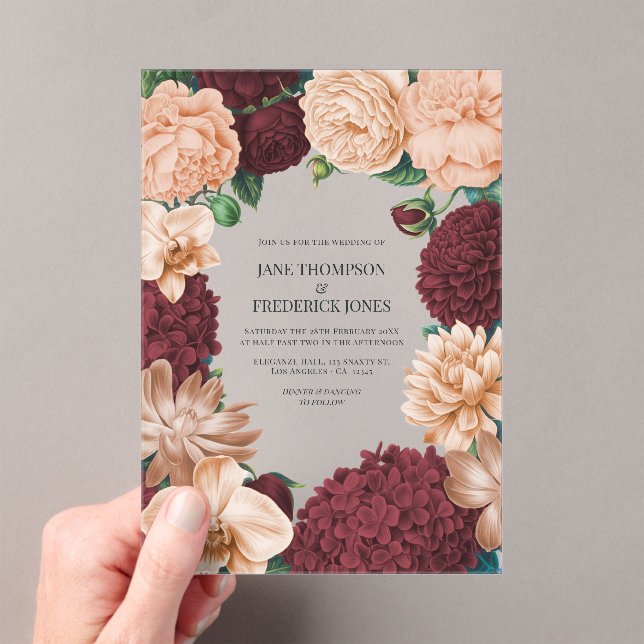 Invitaciones Acrílicas Rosewood, Terracotta Blush & Apricot Silk Wedding (Insitu (portátil))