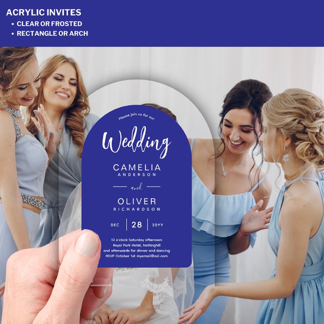 Invitaciones Acrílicas Royal Blue Zazzle Wedding (Subido por el creador)