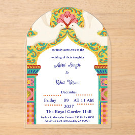 Invitaciones Acrílicas Royal Indian Wedding Invitation | Gold Traditional