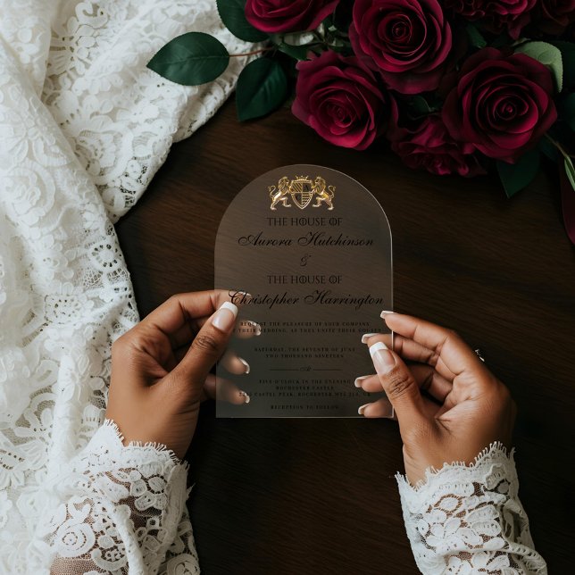 Invitaciones Acrílicas Royal Muse Medieval Fantasy Plum Floral Boda (Royal Muse Medieval Fantasy Plum Floral Wedding Acrylic Invitations)