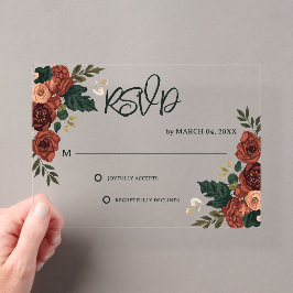 Invitaciones Acrílicas RSVP de Boda Floral Jardín Romántico