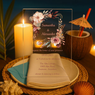 Invitaciones Acrílicas Rubor Boho Floral
