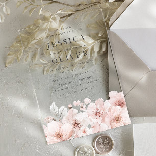 Invitaciones Acrílicas Rubor y Gris, magnífico Boda floral