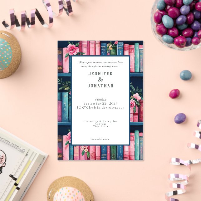 Invitaciones Acrílicas Rustic Book Lovers Print Wedding Invitation (Insitu (Celebración))