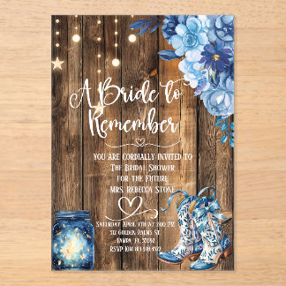 Invitaciones Acrílicas Rustic Country Bridal Shower Invitation 