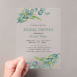 Invitaciones Acrílicas Rustic Eucalyptus Bridal Shower
