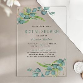 Invitaciones Acrílicas Rustic Eucalyptus Bridal Shower