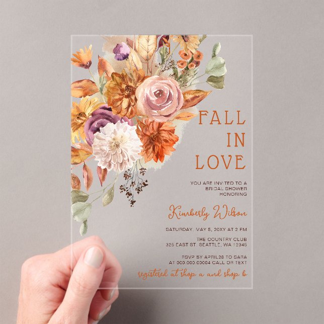 Invitaciones Acrílicas Rustic Fall in Love Pumpkins Fall Bridal Shower (Insitu (portátil))