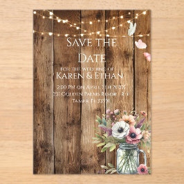 Invitaciones Acrílicas Rustic Floral Blossoms Save the Date Invitation