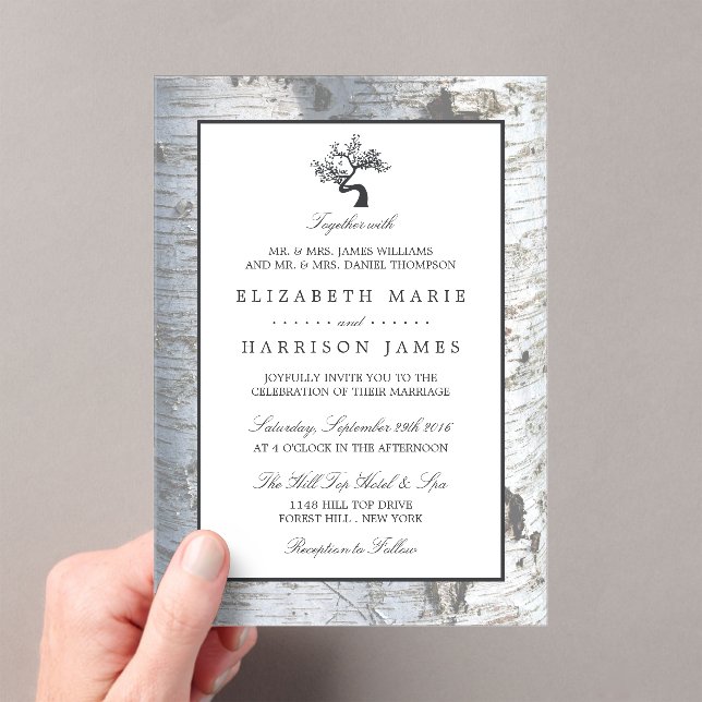 Invitaciones Acrílicas Rustic Silver Birch Tree Wedding (Insitu (portátil))