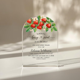 Invitaciones Acrílicas Rustic Strawberry Red Berry Sweet Baby Shower