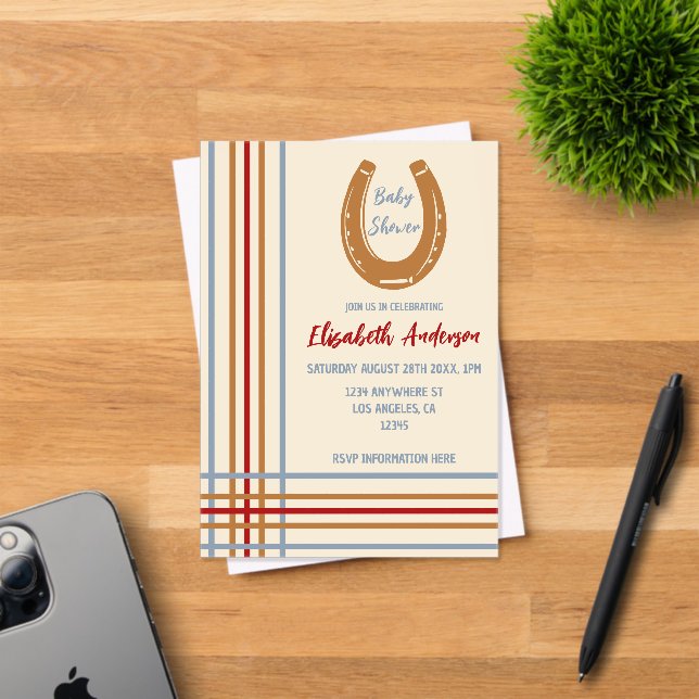 Invitaciones Acrílicas Rustic Western Horseshoe Baby Shower (Insitu (Tarjeta de Invitación))