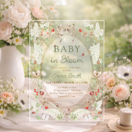 Invitaciones Acrílicas Rustic Wildflower Baby in Bloom Baby Shower 