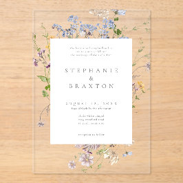 Invitaciones Acrílicas Rustic Wildflower Garden Elegant Wedding