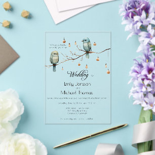 Invitaciones Acrílicas Rustic Woodland Love Birds Celebration
