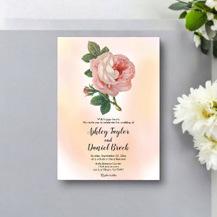 Invitaciones Acrílicas Rústico Boda floral veraniego Rosa rosado Rubor