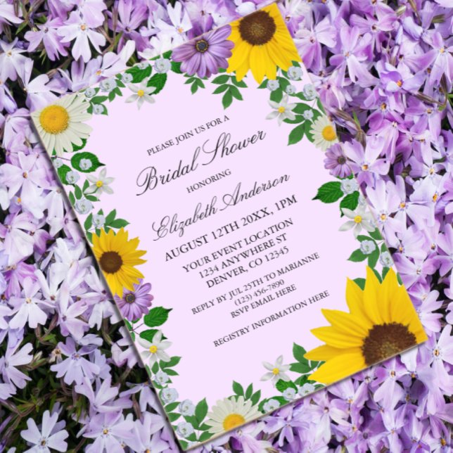 Invitaciones Acrílicas Rústico girasol Daisy Floral Bridal Shower (Subido por el creador)