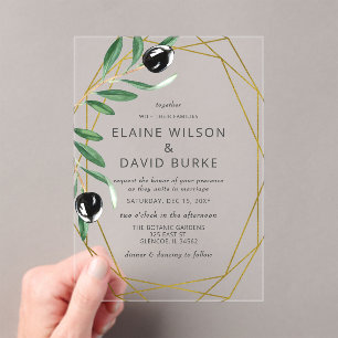 Invitaciones Acrílicas Rústico Moderno De Oleos Geométricos Boda Inv