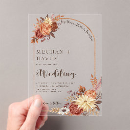 Invitaciones Acrílicas Rústico moderno manuscrito Boda del arco de caída