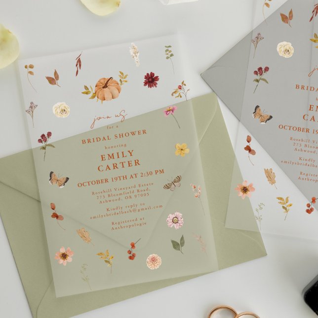 Invitaciones Acrílicas Rústico otoño Flor silvestre ducha de novia (Subido por el creador)