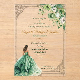 Invitaciones Acrílicas Sabor verde del bosque encantado Quinceañera