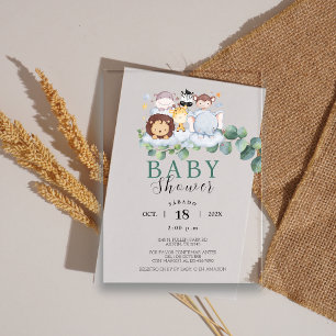 Invitaciones Acrílicas Safari Animals Selva Baby Shower Española