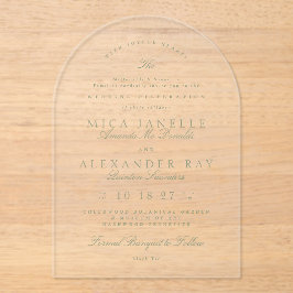 Invitaciones Acrílicas Sage Green Elegant Calligraphy Boda formal