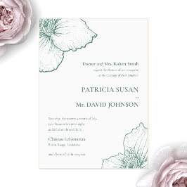 Invitaciones Acrílicas Sage Green Elegant Clematis Dibujó Boda floral