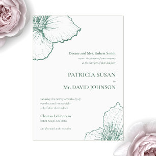 Invitaciones Acrílicas Sage Green Elegant Clematis Dibujó Boda floral