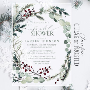 Invitaciones Acrílicas Sage Green Eucalyptus Greenery Berry Bridal Shower