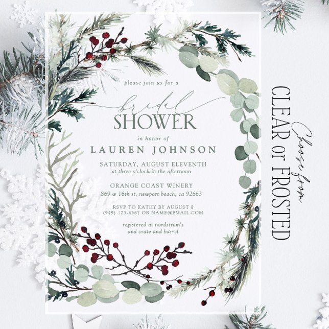 Invitaciones Acrílicas Sage Green Eucalyptus Greenery Berry Bridal Shower (Subido por el creador)