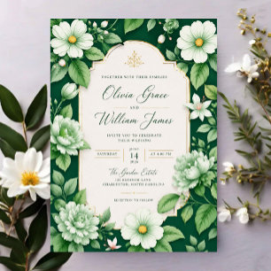 Invitaciones Acrílicas Sage Green Floral Elegant Botanical Garden