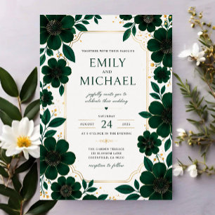 Invitaciones Acrílicas Sage Green Floral Elegant Botanical Greenery Gold