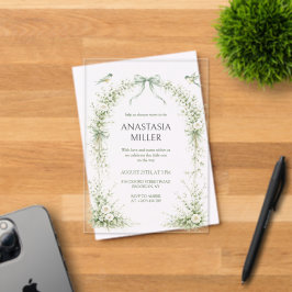 Invitaciones Acrílicas Sage Green Nesting Party Baby Shower