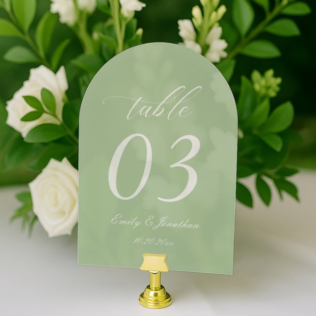 Invitaciones Acrílicas Sage Green Wedding Table Number Acrylic (Subido por el creador)