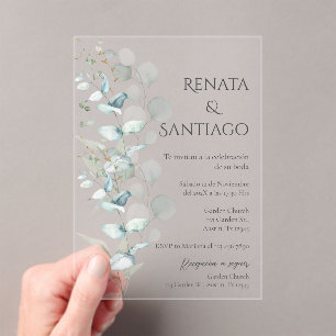 Invitaciones Acrílicas Sage Greenery Boda de España