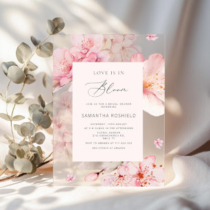 Invitaciones Acrílicas Sakura Love está en flor Ducha de novia