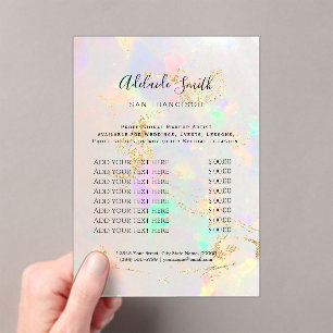Invitaciones Acrílicas salón de belleza de la lista de precios de fondo o