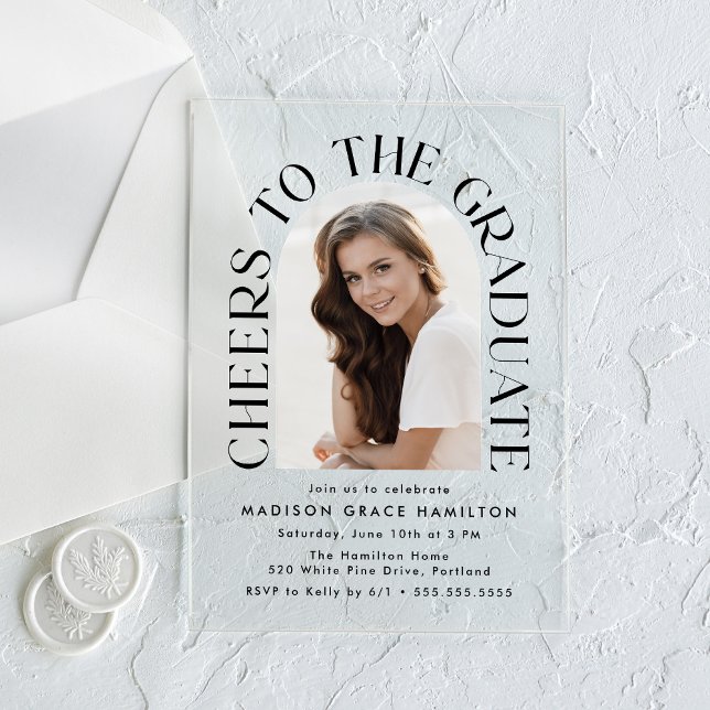 Invitaciones Acrílicas Saludos a la fiesta de graduación de fotos del Arc (Subido por el creador)