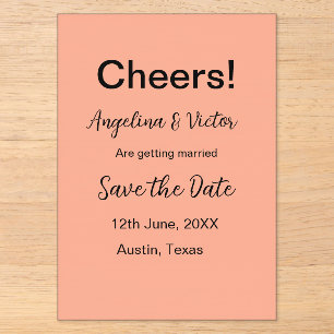 Invitaciones Acrílicas Saludos guarda la fecha simple minimalista moderno
