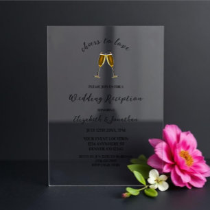 Invitaciones Acrílicas Saludos Para Amarre La Recepción De Bodas De Gafas