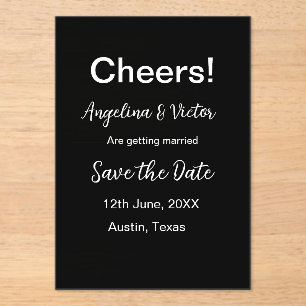 Invitaciones Acrílicas Saludos para salvar la fecha simple minimalista mo