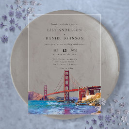 Invitaciones Acrílicas San Francisco Watercolor Destination Wedding