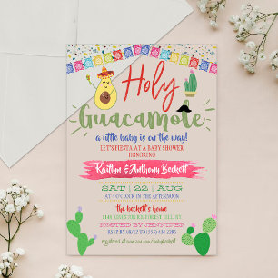 Invitaciones Acrílicas Santa Guacamole Fiesta Mexicana Baby Shower